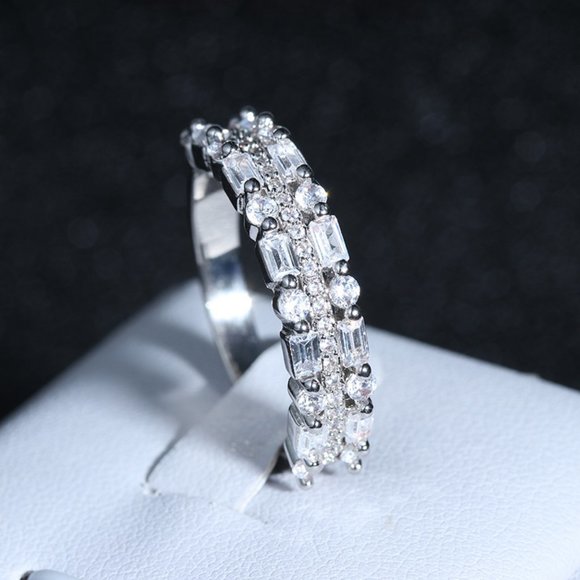 NEW 925 Sterling Silver Diamond Triple Band Ring - Picture 2 of 3